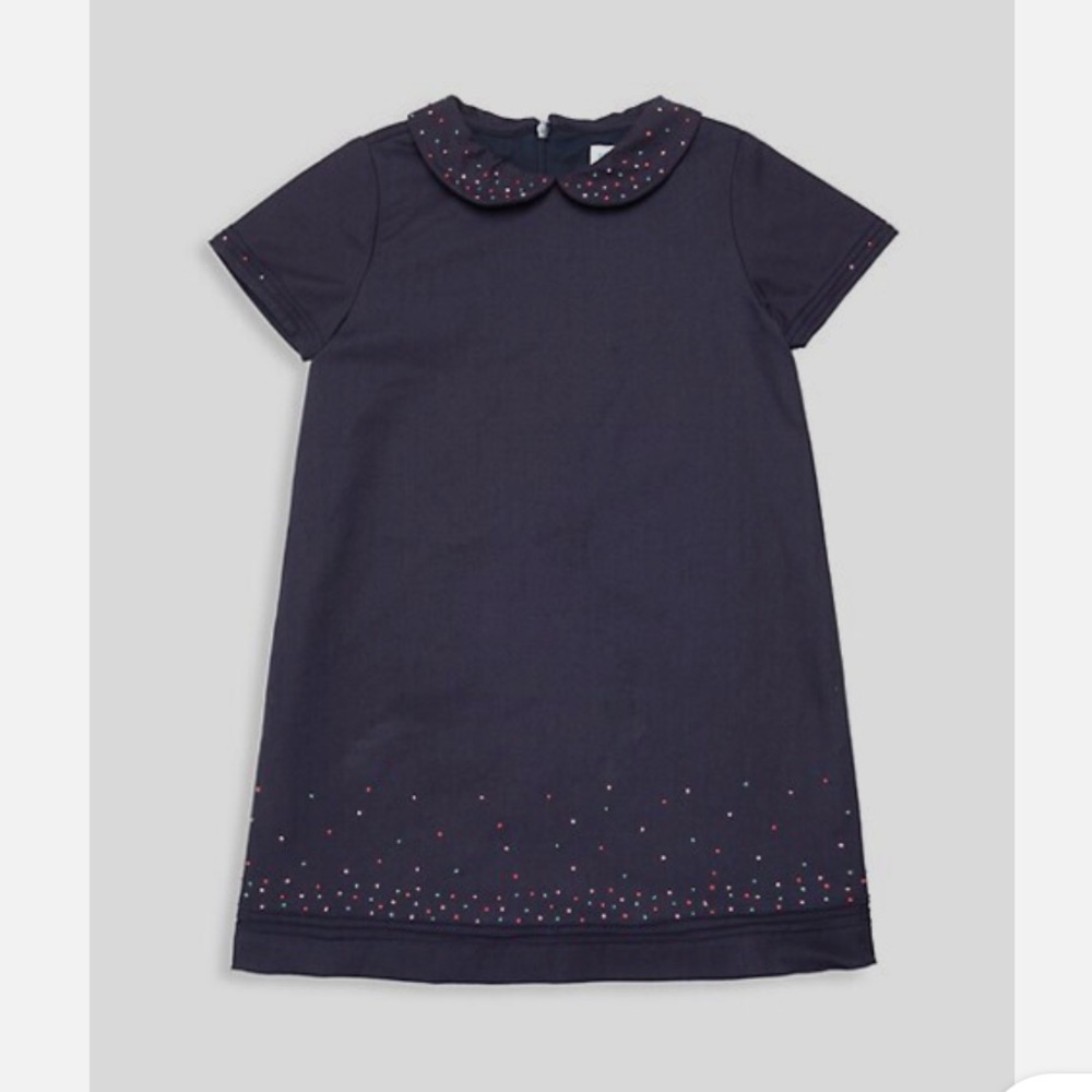 Luli & Me Kid's Girl's Blue Solid Short Sleeve Confetti A-Line Dress size 4